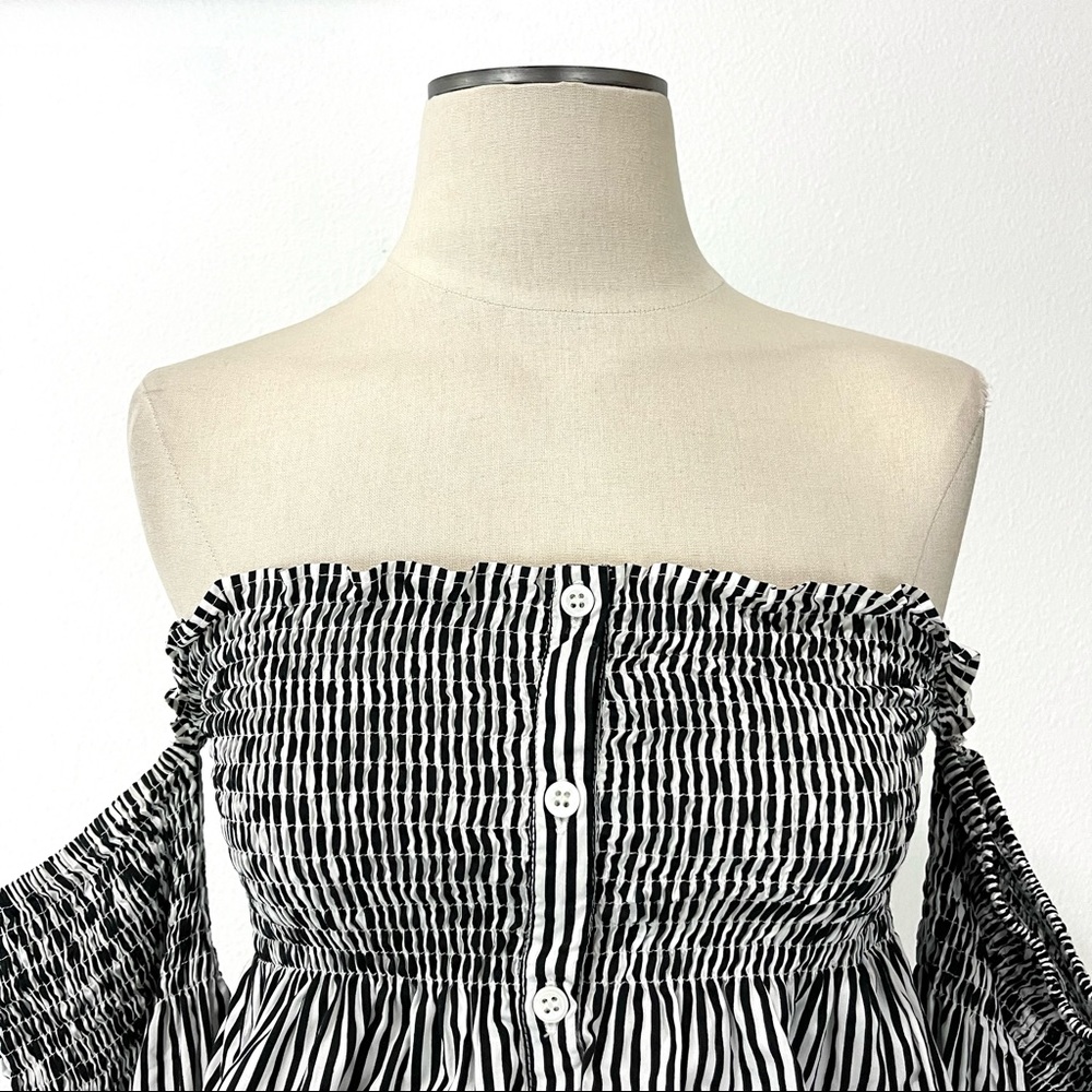 Faithfull the Brand- Black & White Cooper Off Shoulder Top Size 6. - Picture 2 of 6